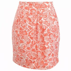 Anthropologie Odille Cotton print coral skirt with pockets